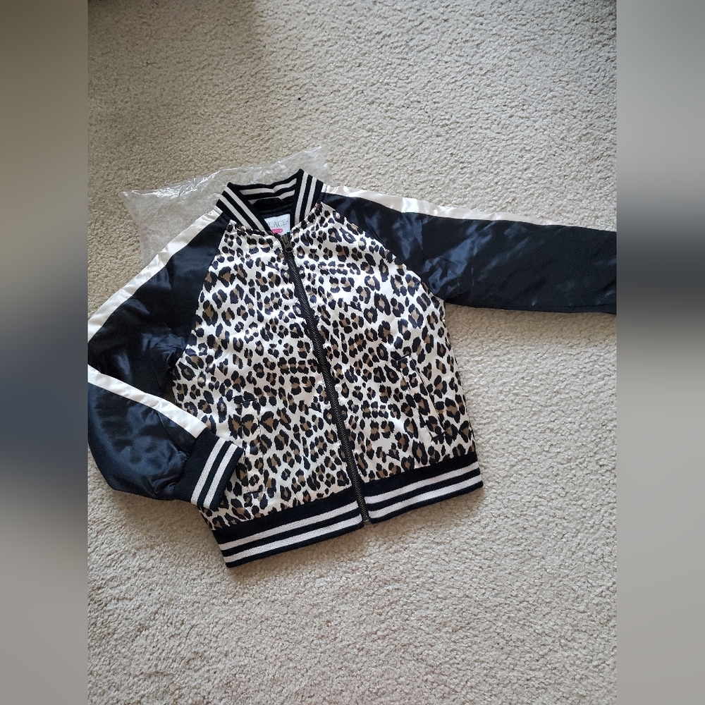 The Children's Place Black and Leopard Print Jacket